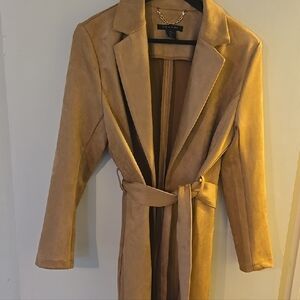 Tahari Tan Suede Trench Coat